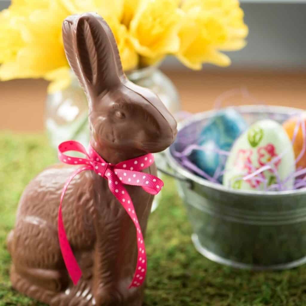 Giant chocolate bunny for Easter Egg Basket