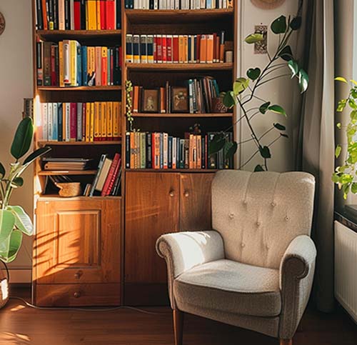 bookcase in living room