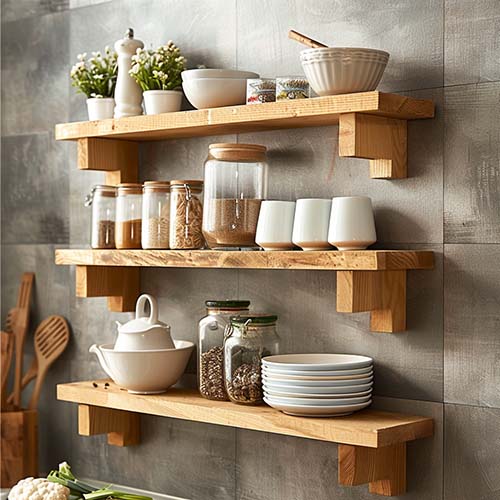 wooden decorative items for kitchen shelves