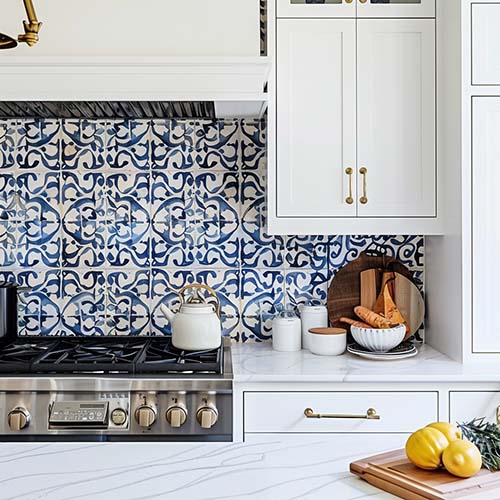 blue and white tile kitchen decor ideas