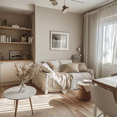 neutral color studio apartment