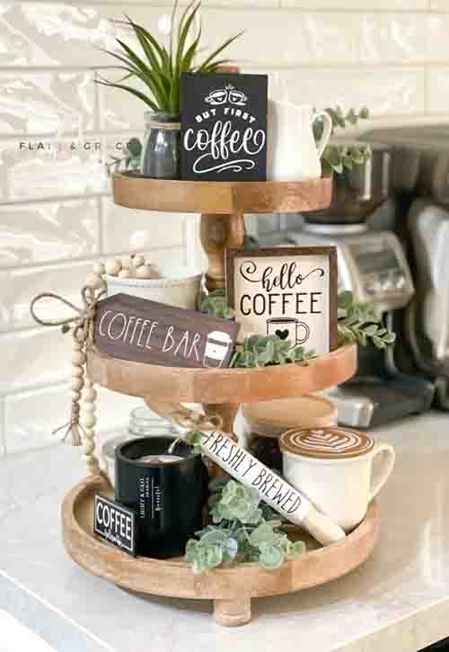 coffee tiered tray decor